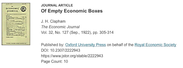 Revisiting J. H. Clapham’s ‘Empty Economic Boxes’